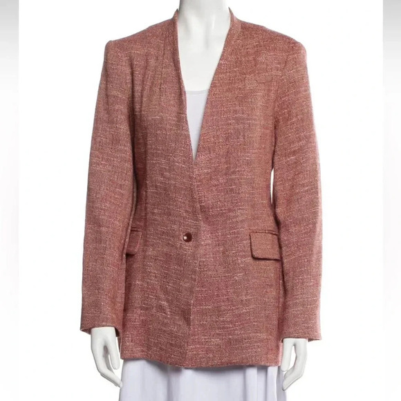 Rachel Comey Tweed Pattern Linen‎ Cotton Red Blazer 6 - Picture 1 of 3